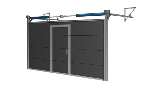 Brama Garażowa Segmentowa Czarna Woster Door Drzwi Serwisowe Niski próg PCD40C