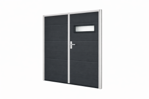 Brama garażowa dwuskrzydłowa ocieplona na wymiar antracyt RAL 7016 – rozwierna 40 mm