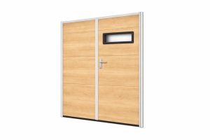 Brama garażowa dwuskrzydłowa ocieplona na wymiar Dąb Turner – rozwierna 40 mm