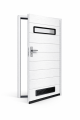 Drzwi serwisowe boczne ocieplone kolor biały z oknem i kratką wentylacyjną