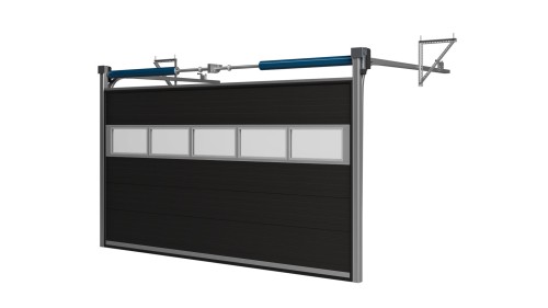 Brama Garażowa Segmentowa Przemysłowa Czarna Sekcja Przeszklona Woster Solid