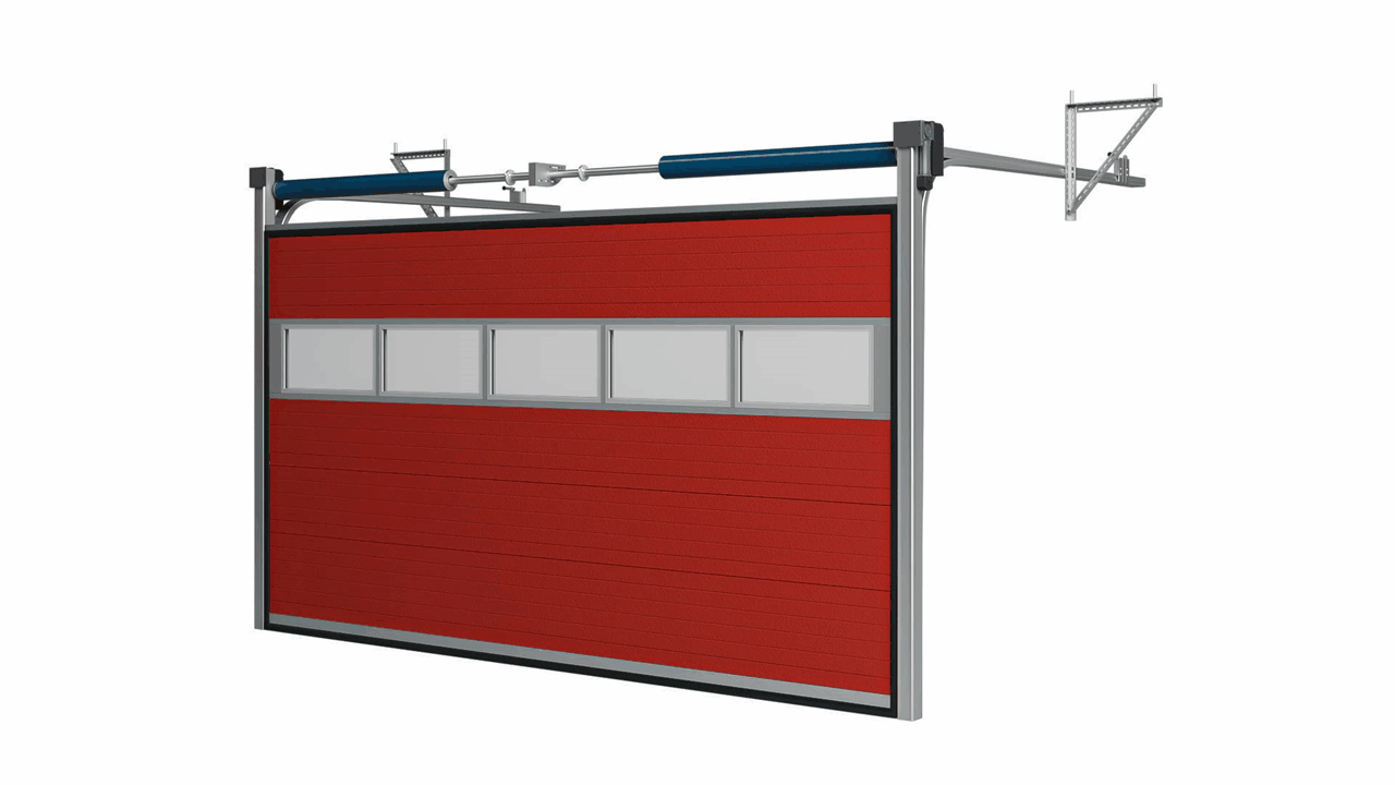 Brama Segmentowa Przemysłowa Czerwona Sekcja Przeszklona Woster Solid OSP