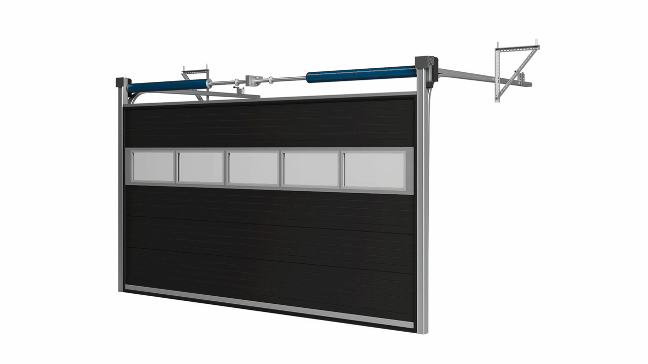 Brama Segmentowa Przemysłowa Czarna Sekcja Przeszklona Woster Solid